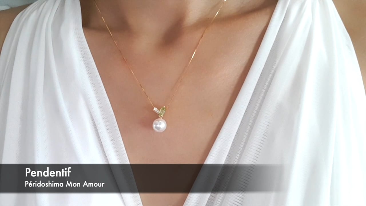 Ciondolo Péridoshima Mon Amore - Oro Bianco, Diamante & Perla Akoya 8/8.5mm, AAA | Gemperles