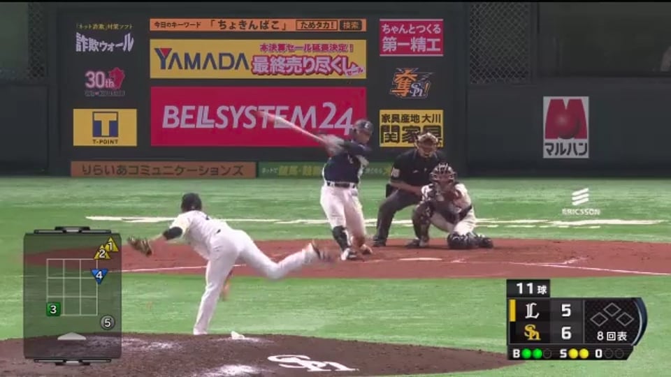 【8回表】ホークス・奥村が連投!! ライオンズ・森からプロ初奪三振を奪う!! 2019/3/30 H-L