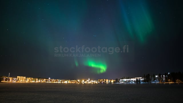 4K Timelapse - Northern Lights over a city of Kajaani 