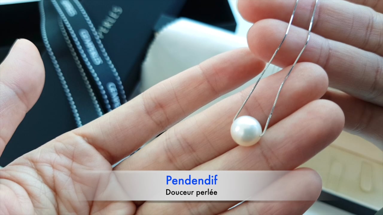 Ciondolo Douceur Perlée 40cm - Oro Bianco & Perla d'Acqua Dolce 10/11mm, AAA I Gemperles
