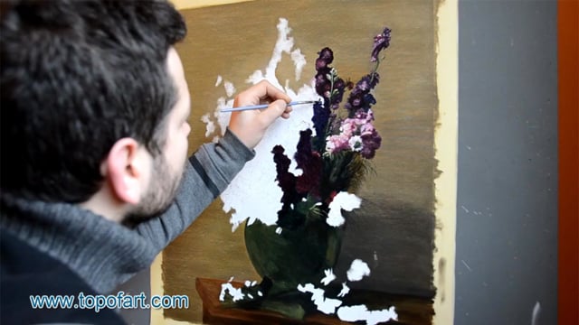 Fantin-Latour | Still Life with Imperial Delphiniums | Painting Reproduction Video | TOPofART