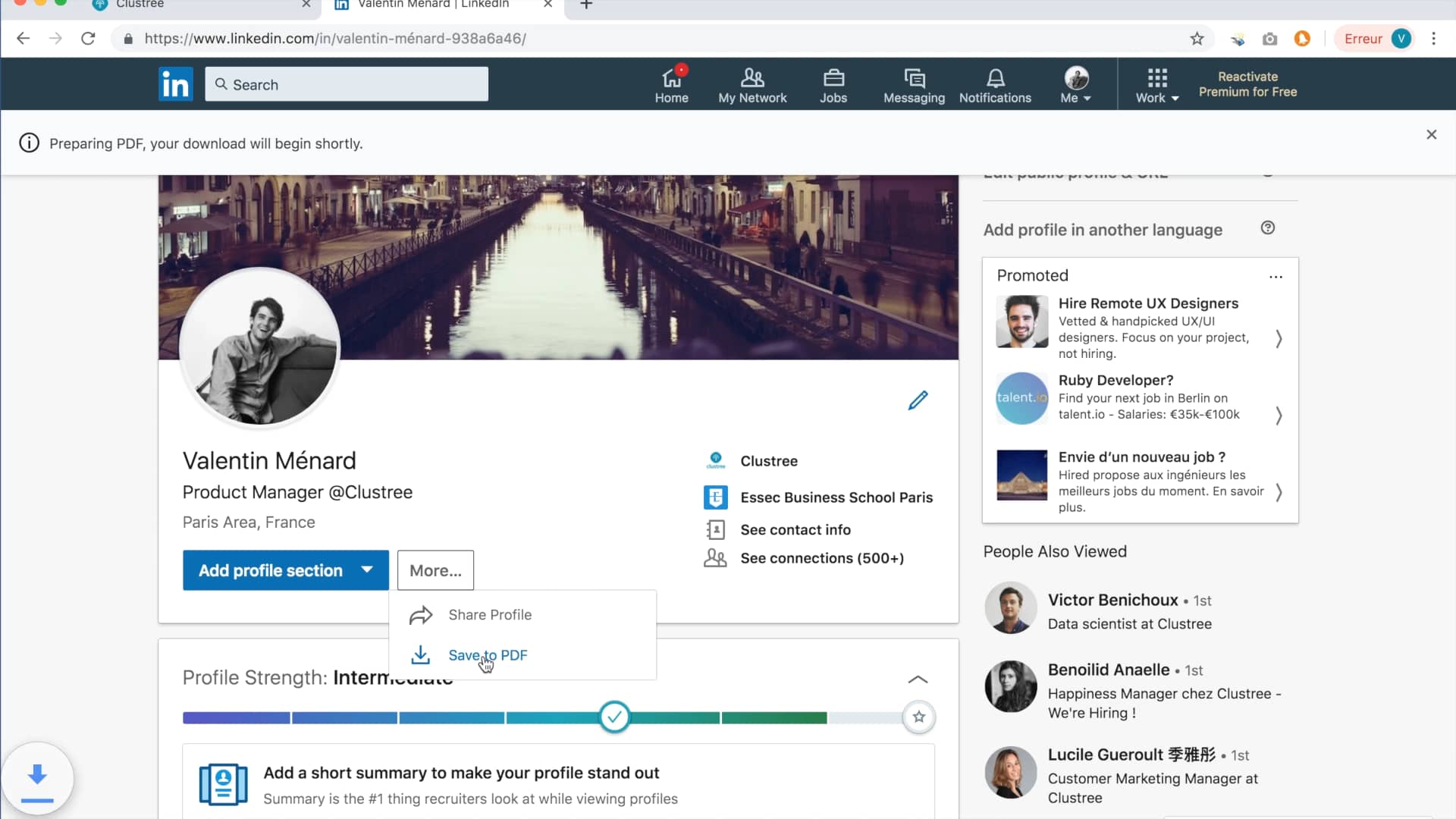 Télécharger son profil linkedIn on Vimeo