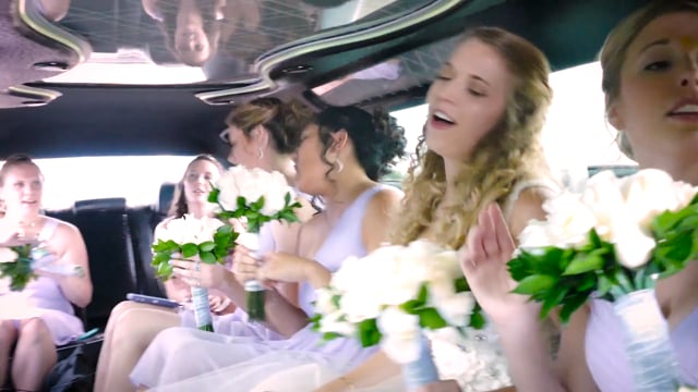 Megan and Brian Wedding - Bridesmaids Limo Ride