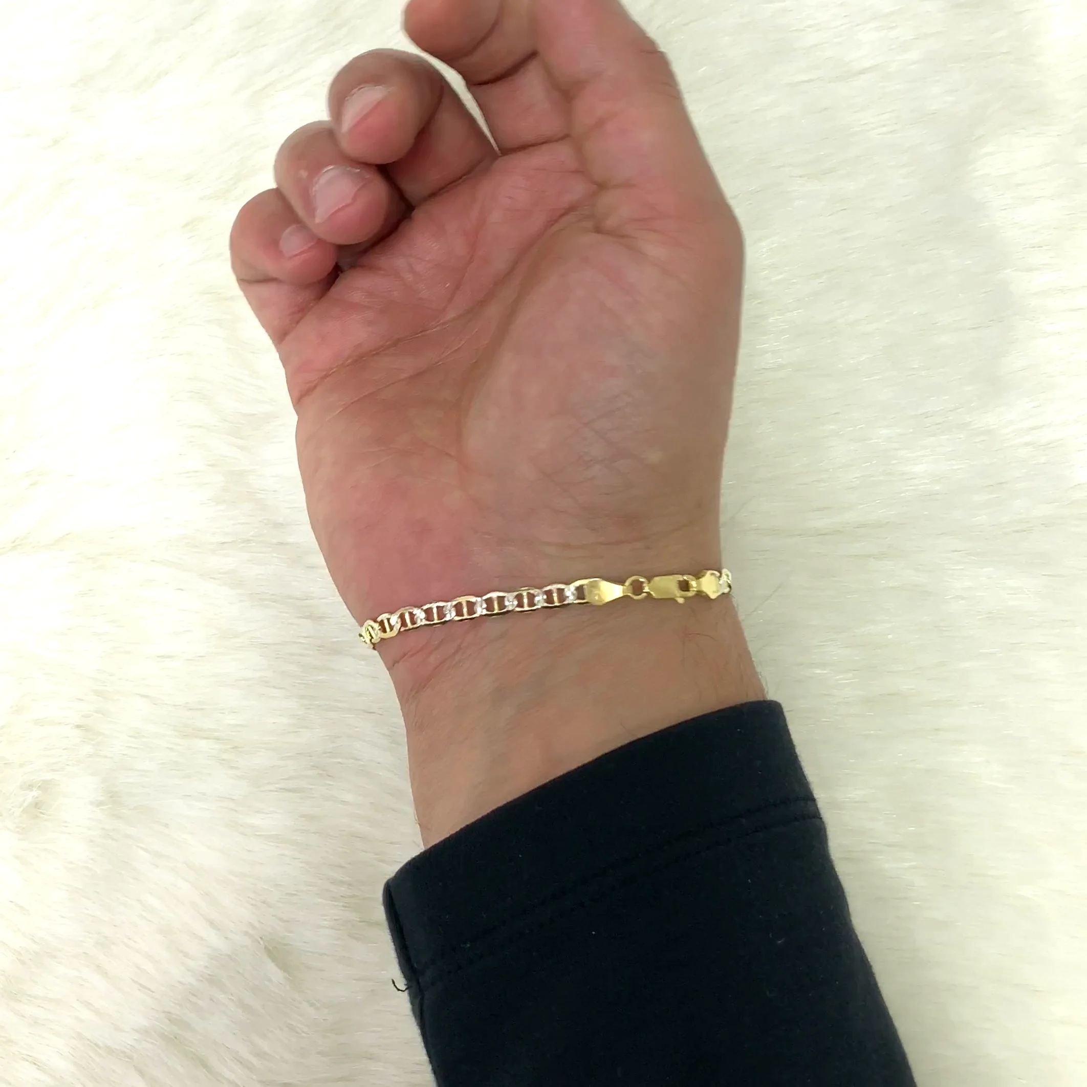 14K Gold Over Silver Diamond-Cut Mariner Anchor Bracelet - 7