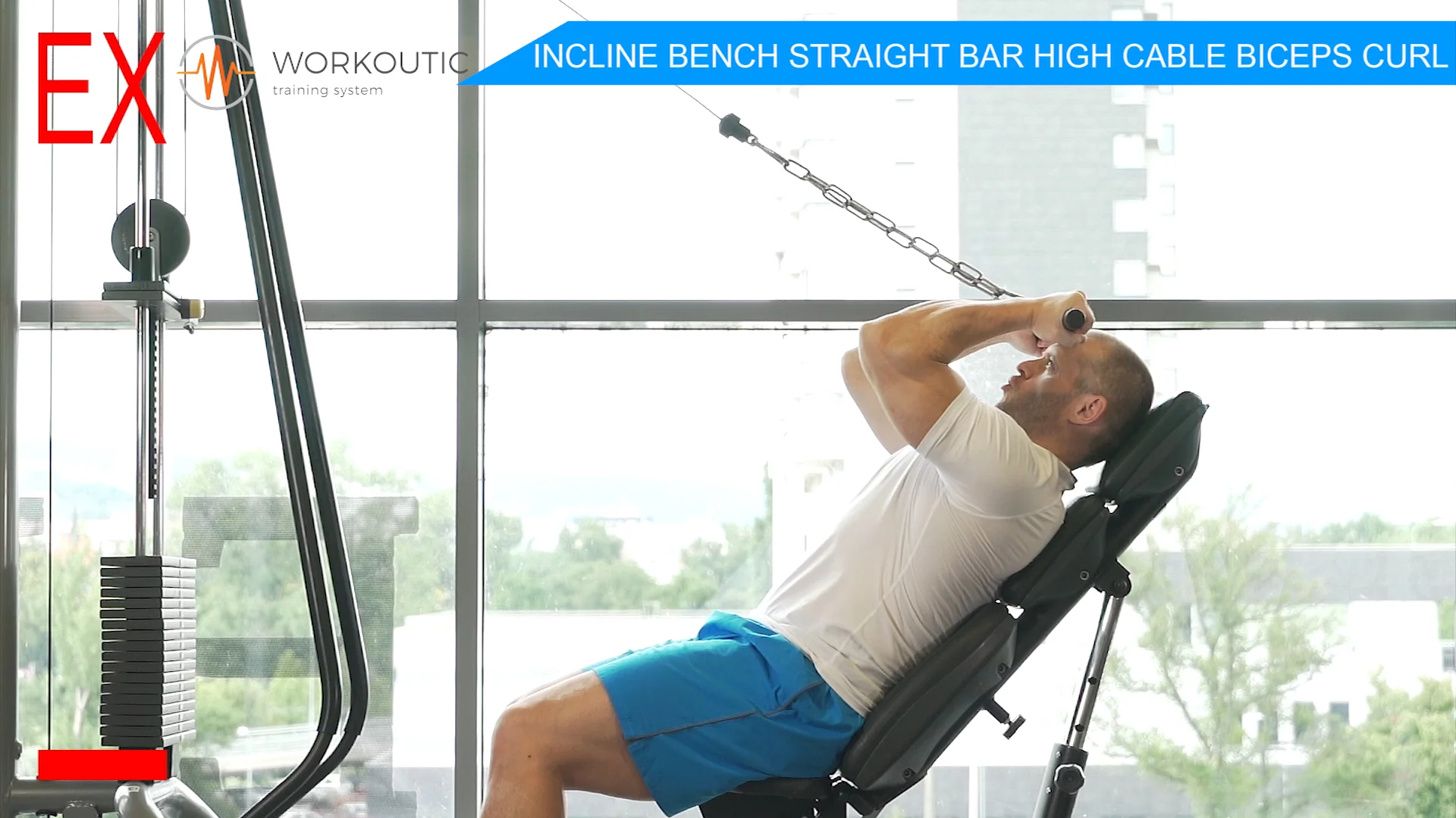 Biceps Exercises - Incline Bench Straight Bar High Cable Biceps Curl on  Vimeo