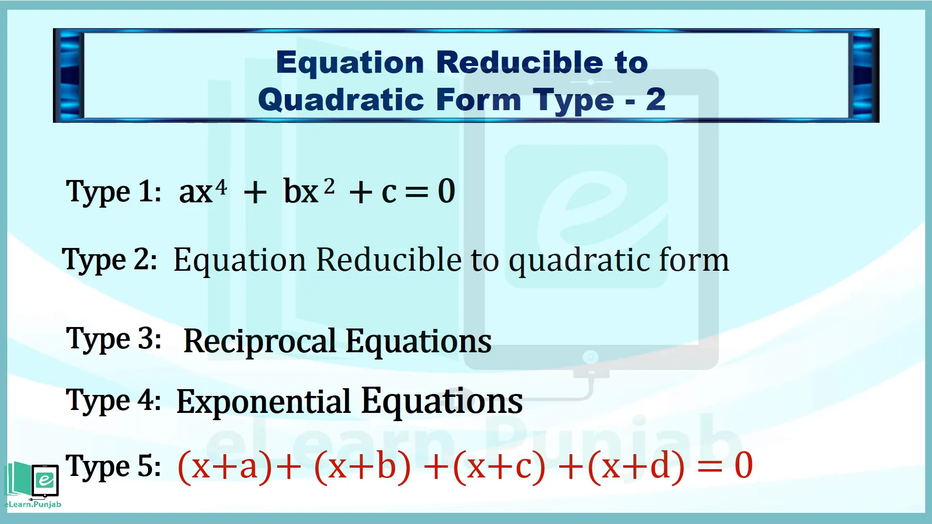 Types of Equation