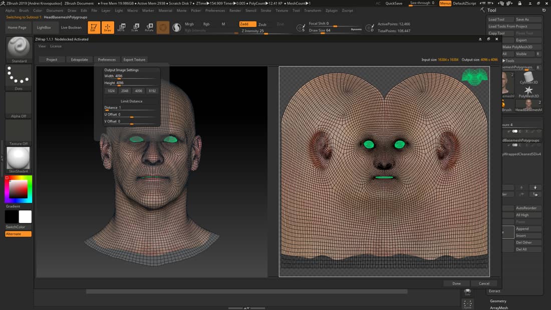 Zwrap 1 1 ラッピングソフト Wrap のzbrushプラグインバージョンがアップデート テクスチャ投影が可能に