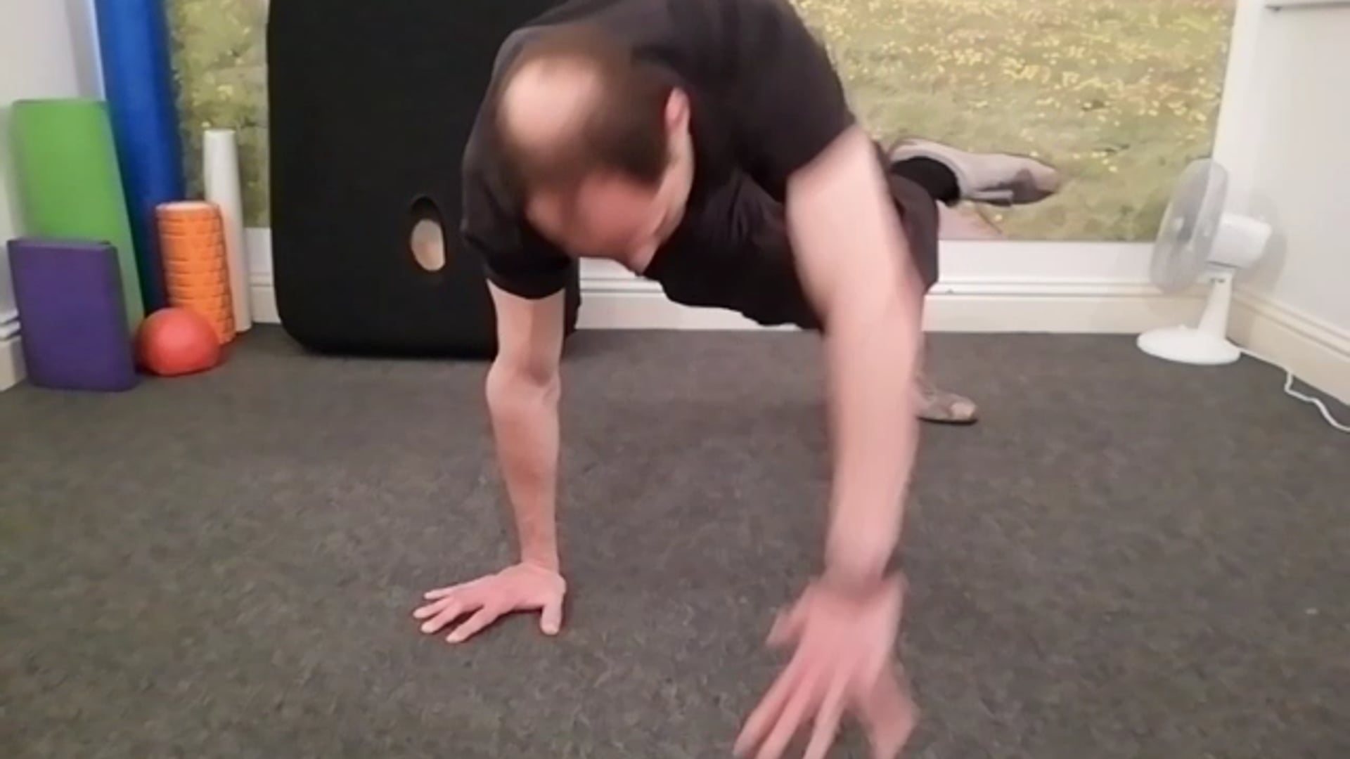 Single Leg - reverse plank to bear crawl