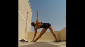 Triangle, Standing Forward Bend, Warrior II, Upward Plank, Revolved Side Angle, Wide Legged Forward Fold, Intense Side Stretch, Warrior I, Forward Bend, Seated Half Bound Lotus Forward Bend, Dedicated to the Sage Marichi I, Marichi’s Pose, Boat, Shoulde