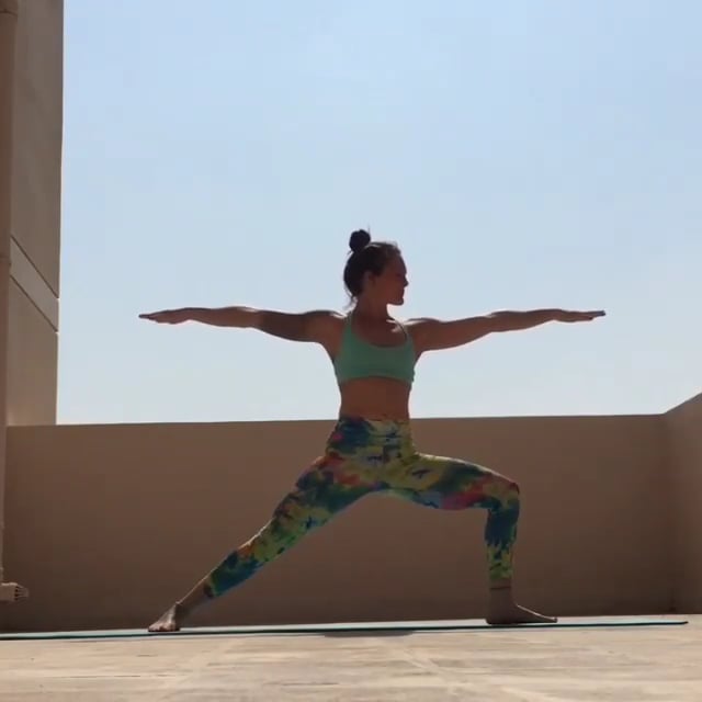 Extended Side Angle, Bound Twisted Side Angle, Bird of Paradise, Upward Facing Dog, Downward Facing Dog