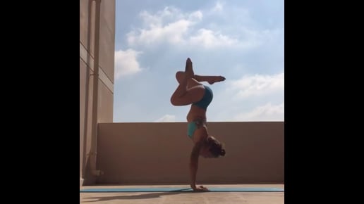 Crow Variation, Handstand Split, Pose Dedicated to the Sage Koundinya II, Yoga Handstand Variation