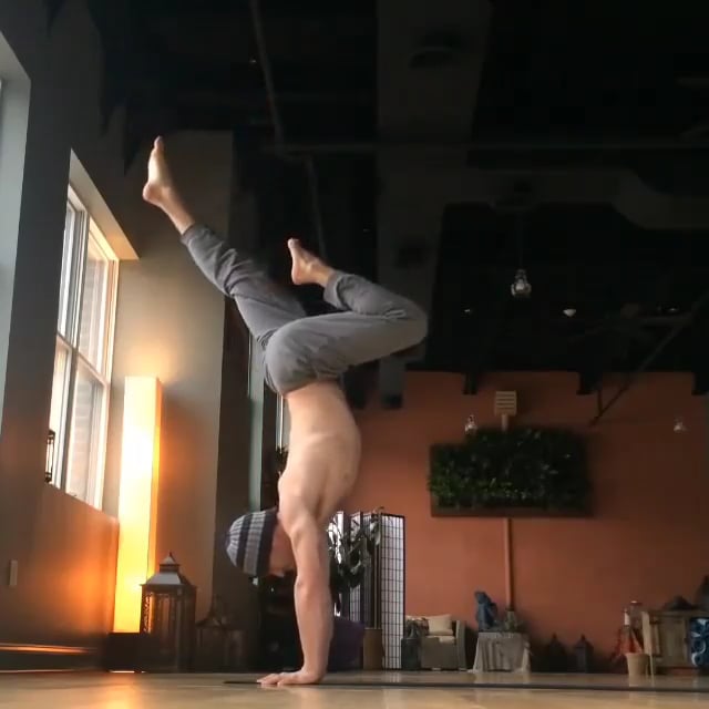 Downward Facing Tree Variation, Handstand Split Variation