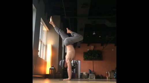 Downward Facing Tree Variation, Handstand Split Variation