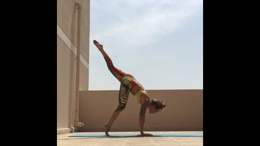 Wheel, Straddle Split Pose In Handstand, Half Wheel