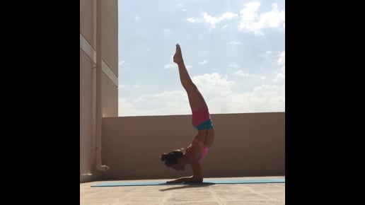 Supported Headstand, Feathered Peacock, Scorpion Variation