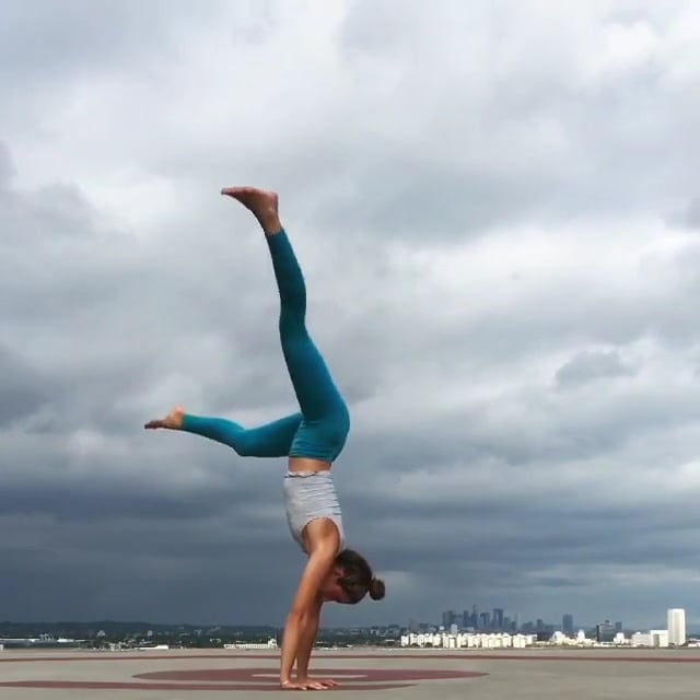 Straddle Split Pose In Handstand, Handstand Split Varition, Upward-Facing Dog, One Legged Dog, Wild Thing, Wheel Variation, Lord of Fishes Variation, Plow, Warrior I, Warrior II, Lunge Variation
