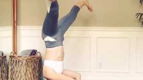 Wide Legged Forward Bend, Supported Headstand Variation