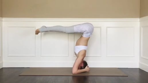 One Legged Headstand Variation, Revolved Split Legged Headstand, Downward Facing Tree, Half Headstand 