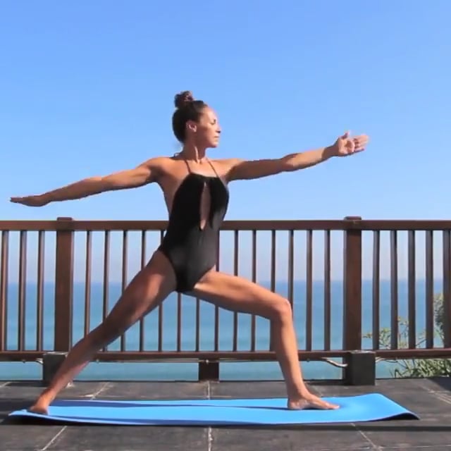 Upward Salute Variation, Big Toe, Four Limbed Staff, Upward Facing Dog, Downward Facing Dog Variation, Downward Facing Tree, Warrior I Variation, Standing Half Forward Bend Variation, Warrior II Variation, Downward Facing Tree, Warrior I Variation, Warrio