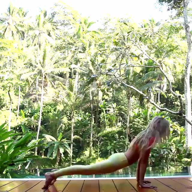 Upward Salut, Big Toe, Half Handstand Variation, Warrior II Variation, Wild Thing, Upward Facing Dog, One Legged Dog, Standing Split