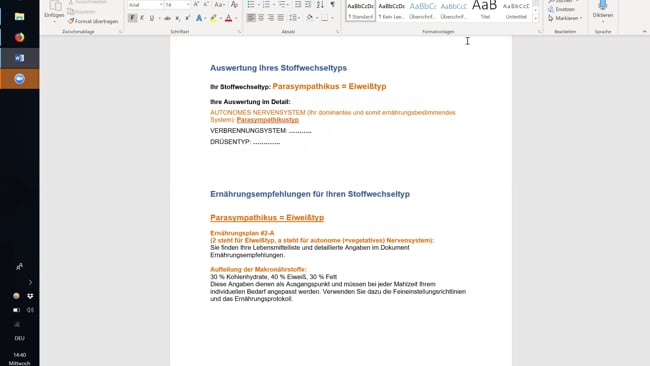 Erklärung Auswertung Parasympathikus