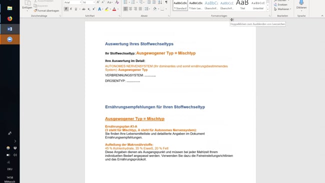Erklärung Auswertung Ausgewogener Typ