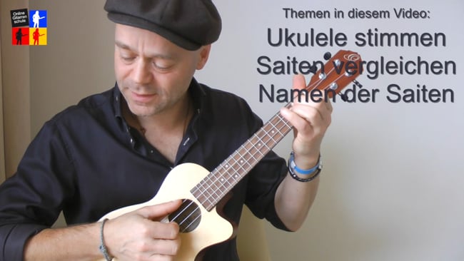 Ukulele stimmen, Saiten bestimmen und Saiten vergleichen.