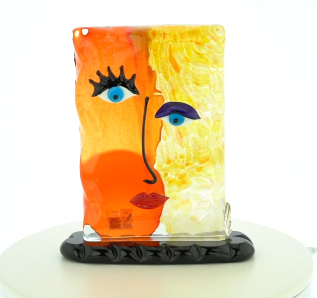 Murano Glass Picasso Head Of A Woman Rectangular