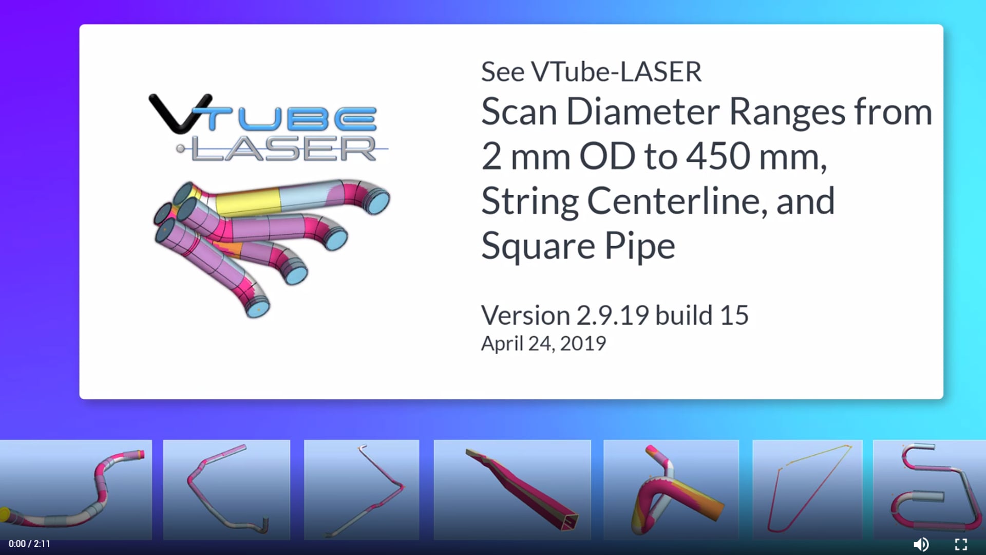 Demo of VTube-LASER Measuring from 2mm to 450mm Tube and Pipe
