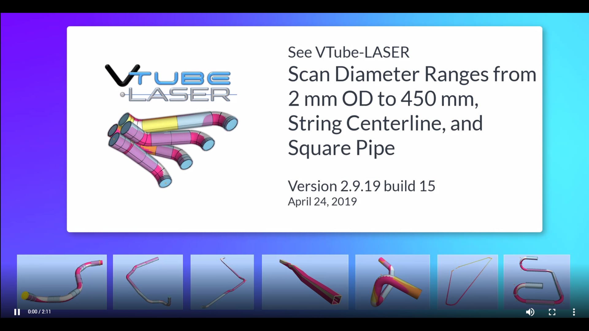 Demo of VTube-LASER Measuring from 2mm to 450mm Tube and Pipe