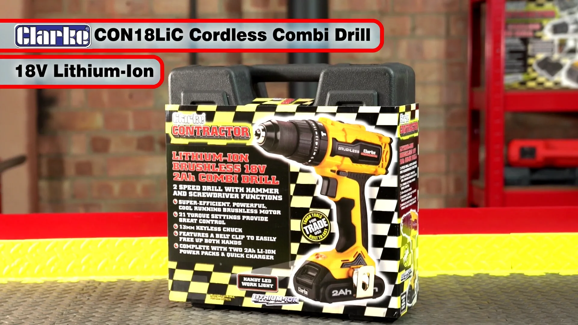 Clarke CON18LiC 18V Li ion Cordless Combi Drill 060219531