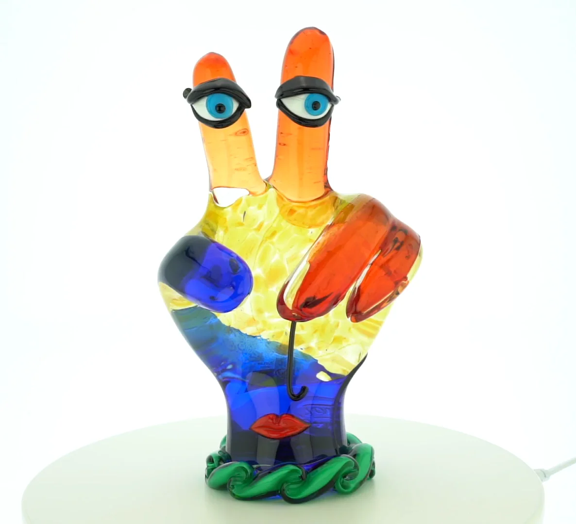 Murano Glass Picasso Hand Victory Sign