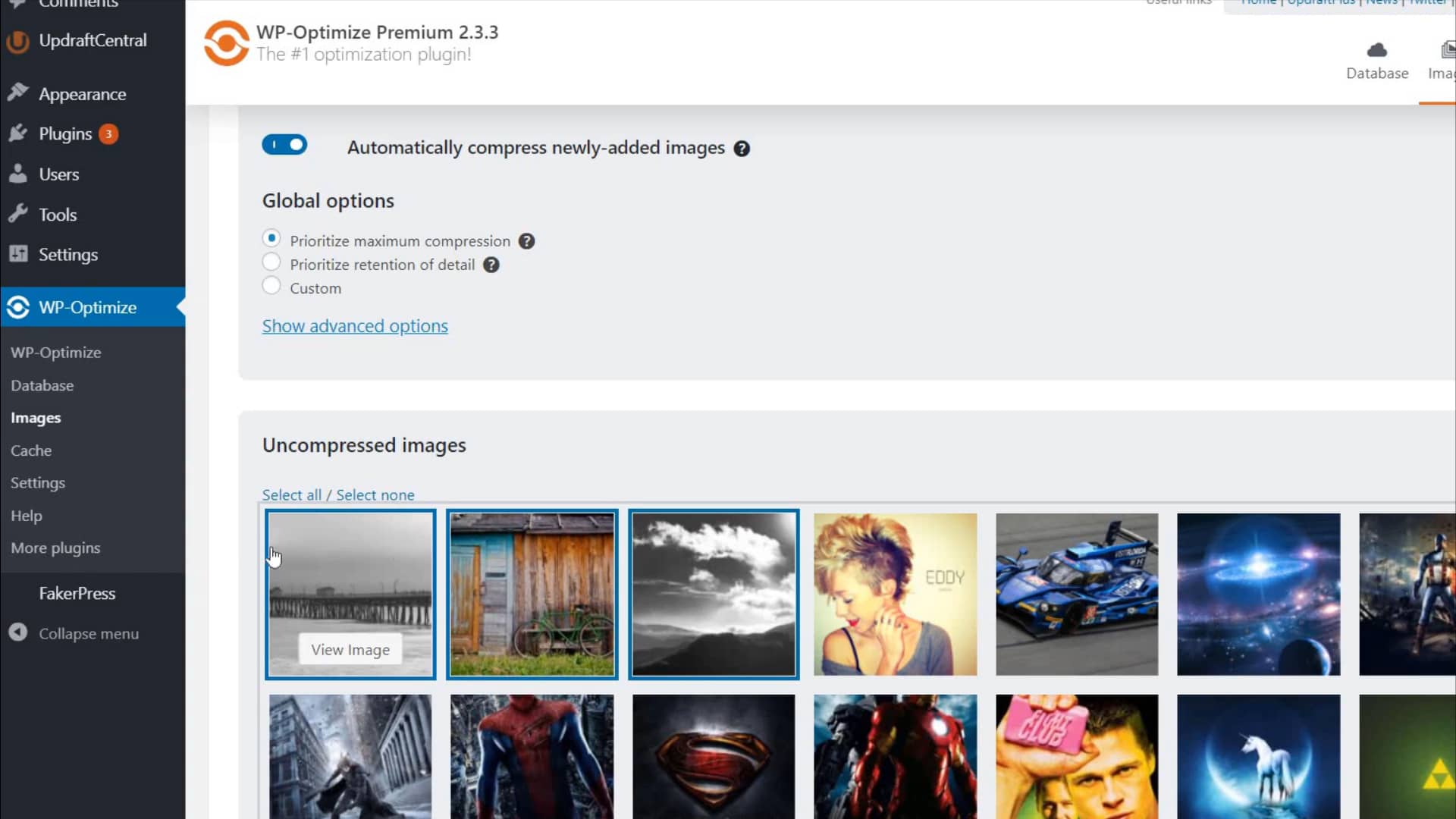 How to use WPOptimize image optimization on Vimeo