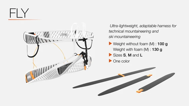 FLY - Ultra-lightweight, modular technical mountaineering/ski harness, dons  with feet on the ground