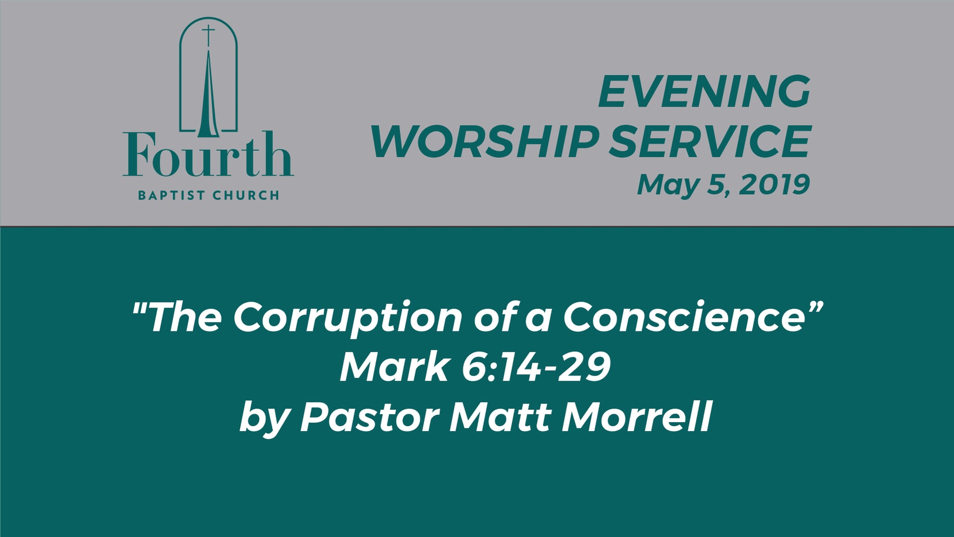 2019 - 05 - 05 Sunday PM Service Fourth Baptist Church on Vimeo