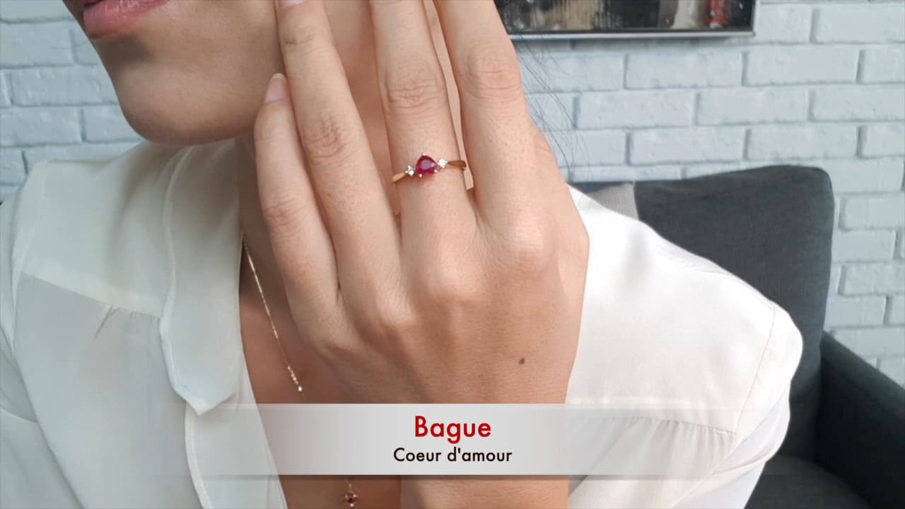 Anello cuore d'amour - Rubino, diamante, Oro giallo