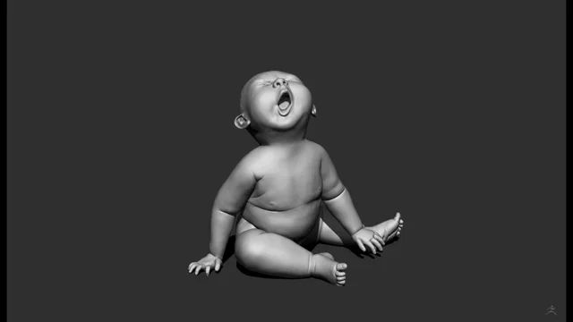 Baby T-Pose (Quad Mesh with 5 Subdivisions) 3D Model by udograf