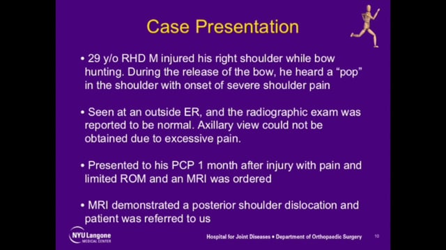 Locked Posterior Shoulder Dislocation: Closed Reduction and Subscapularis Transfer
