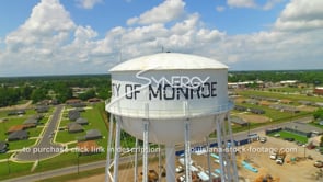 1259 city of Monroe water tower aerial drone video stock footage