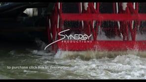 1123 pan of riverboat paddle wheel stock footage video