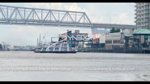 1113 passenger ferry boat stock footage video docking in new orleans
