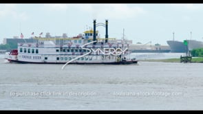 1112 tilt to Creole Queen river boat historical new orleans stock footage video