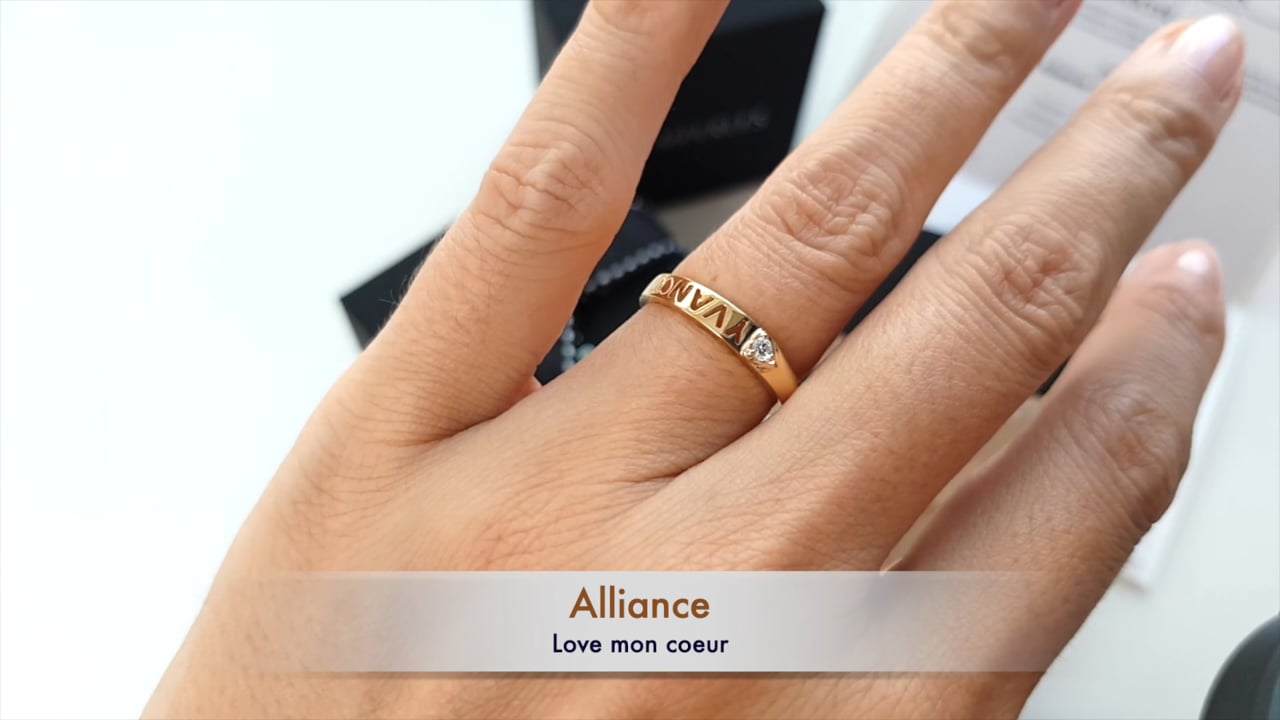 Fede Nuziale Love & Cuore di diamante Oro giallo - Per Donna I Love mon cuore