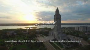 014 Louisiana State Capitol aerial drone out to sunset 1