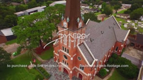 081 drone arc abbeville Louisiana St Mary Magdalen catholic Church aerial dolly out