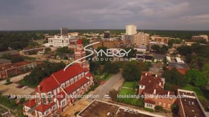 116 Aerial drone ascent of Lafayette skyline dolly out 1