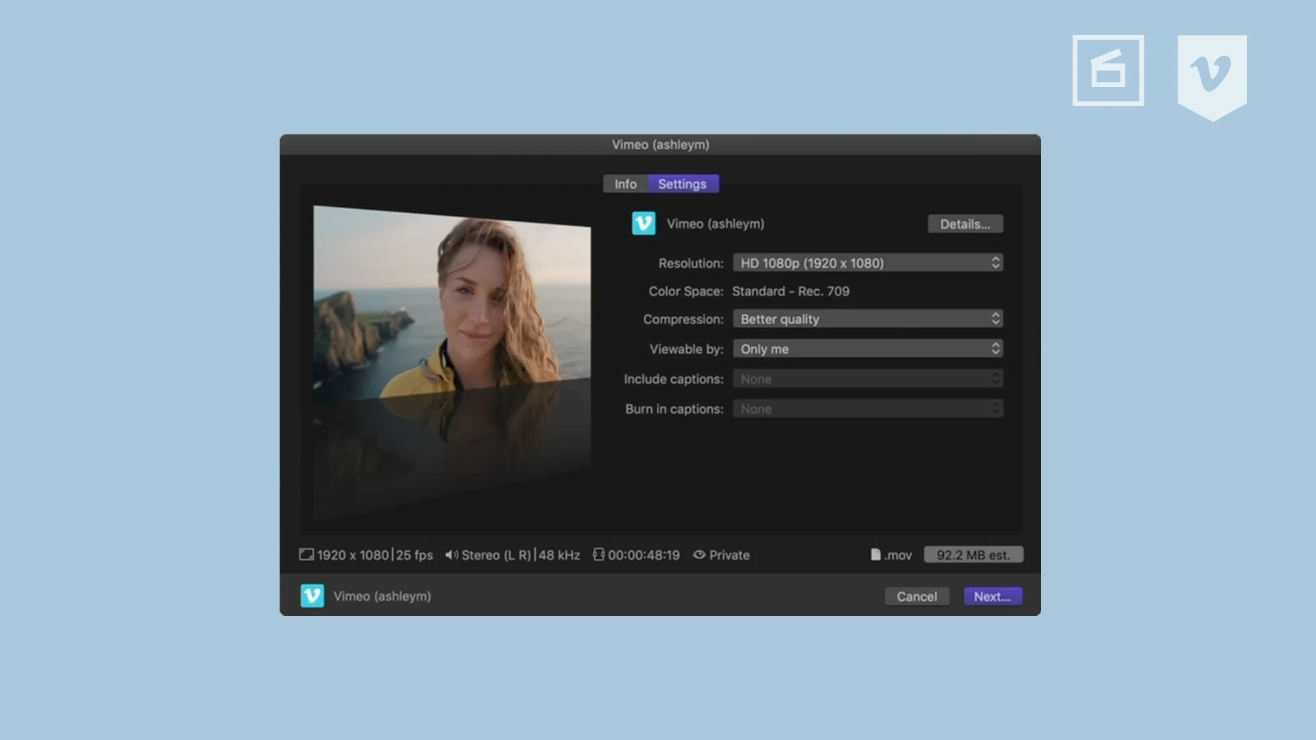How to export a video from Final Cut Pro X on Vimeo