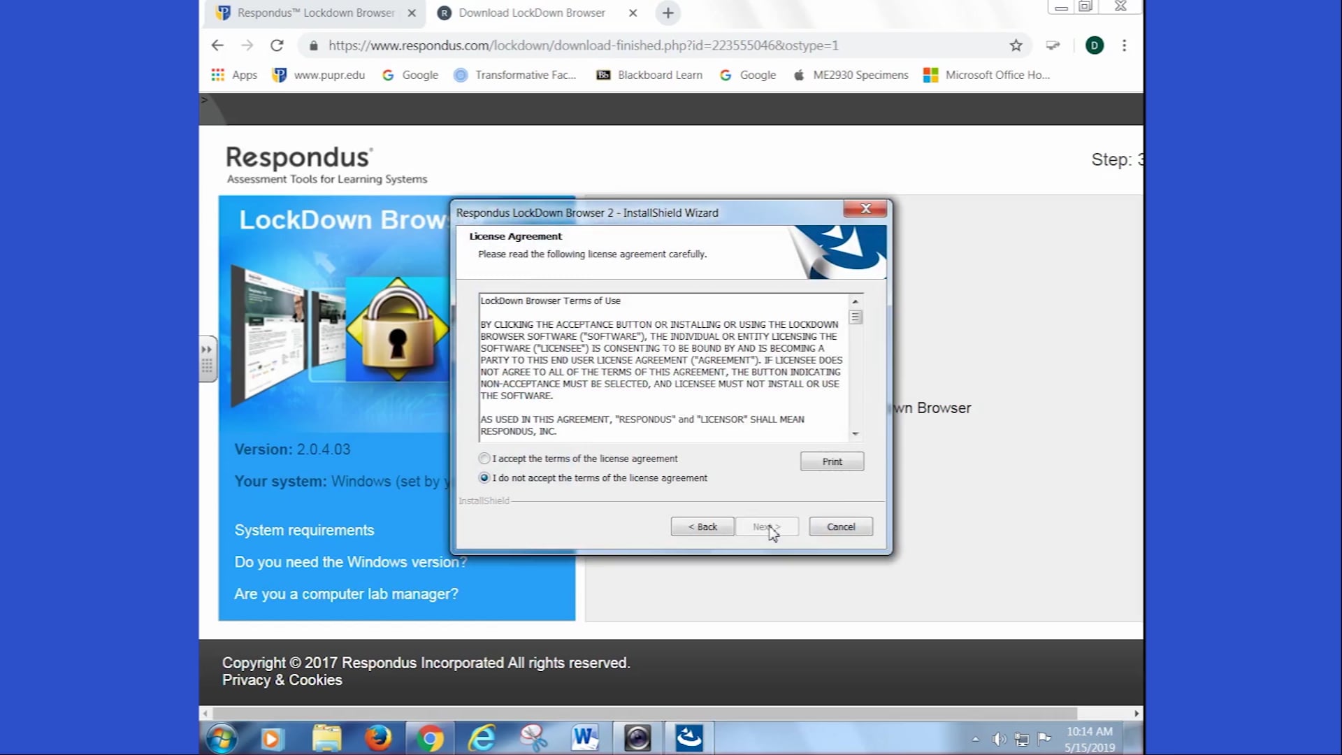 Instalación de Respondus Lockdown Browser on Vimeo