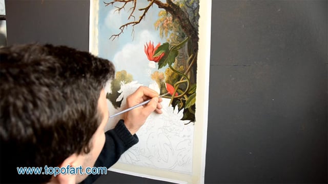 Heade | Hummingbird and Passionflowers | Painting Reproduction Video | TOPofART