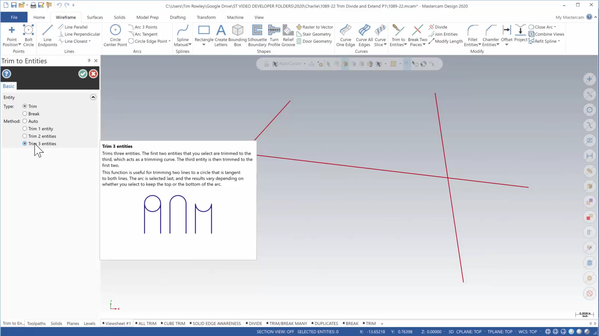 Trim, Break and Extend Wireframe